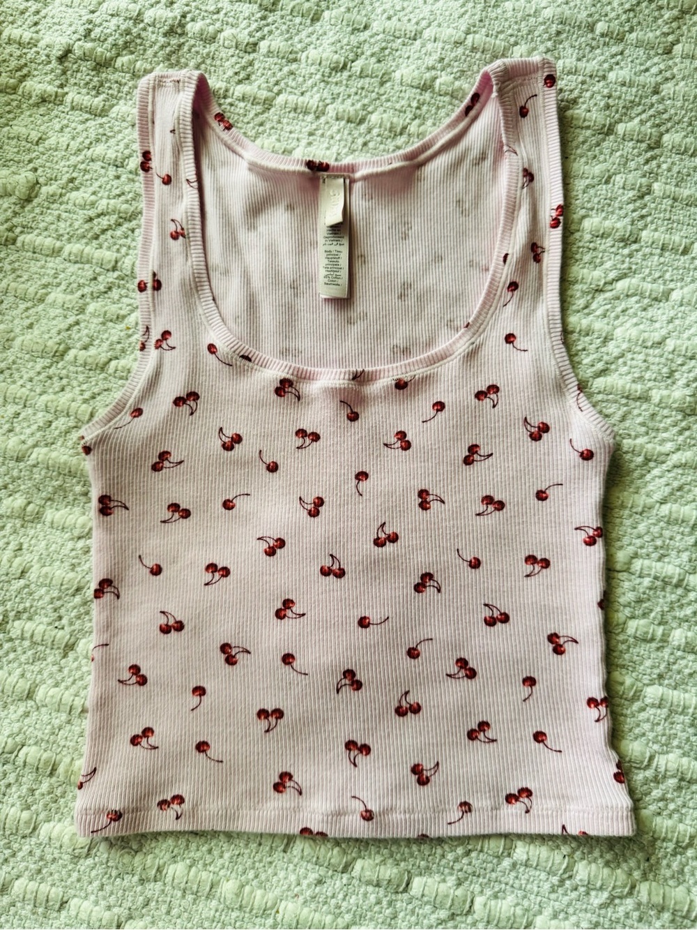 SKIMS Pink Tank Top w/ Red Cherry Print Sz S - Picture 2 of 7